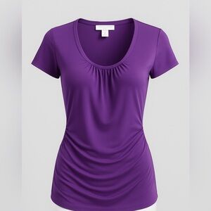 new york &company Women’s Size Small Purple Short Sleeve Blouse